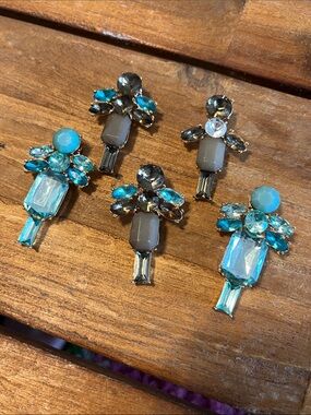 5 Crystal pendants Turquoise and Gray Crystal Drop Earrings - Women Jewelry